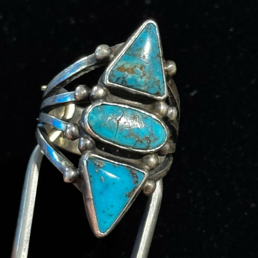 Raymond Hill Vintage Native American Turquoise Heavy Sterling Silver Ring Sz 6.5 - Picture 7 of 9